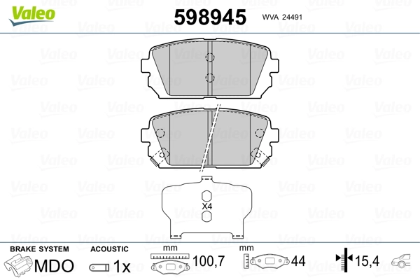 VALEO 598945 Brake Pad Set, disc brake