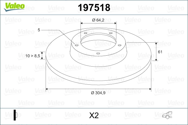 VALEO 197518 Brake Disc