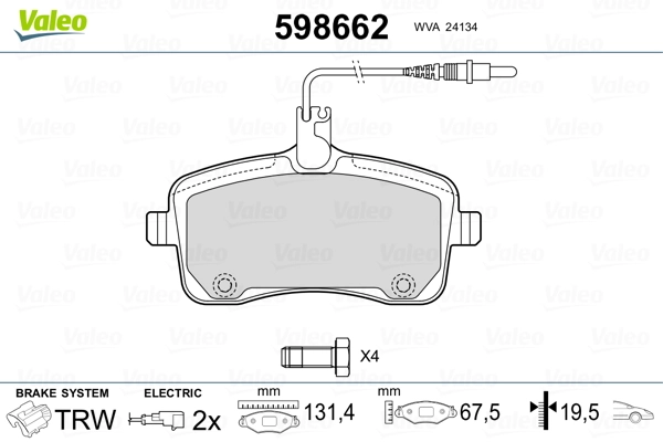Brake Pad Set, disc brake 598662