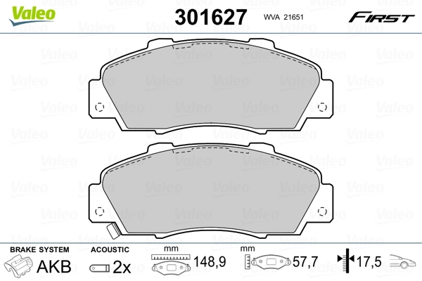 Brake Pad Set, disc brake FIRST 301627