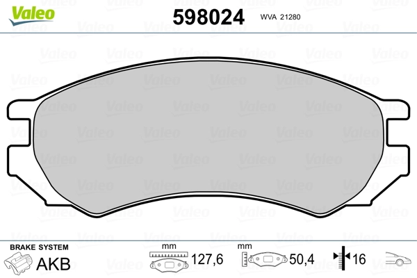 VALEO 598024 Brake Pad Set, disc brake
