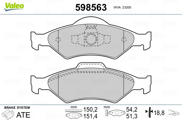 VALEO 598563 Brake Pad Set, disc brake