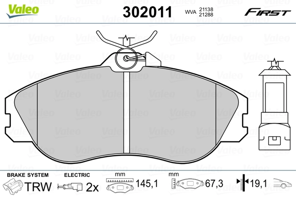VALEO 302011 Brake Pad Set, disc brake