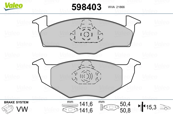 VALEO 598403 Brake Pad Set, disc brake