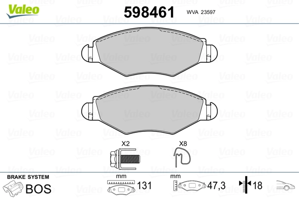 VALEO 598461 Brake Pad Set, disc brake