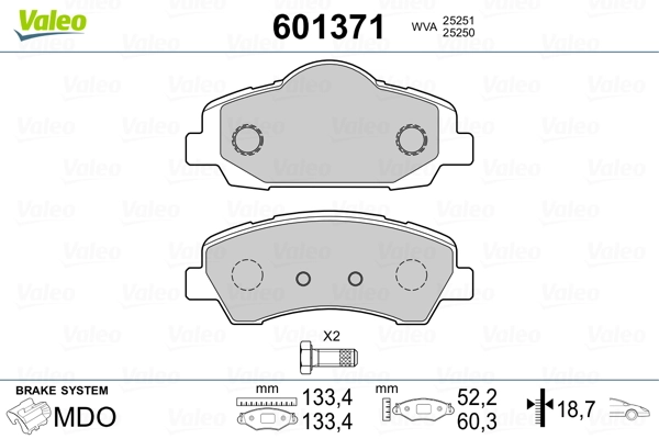 VALEO 601371 Brake Pad Set, disc brake