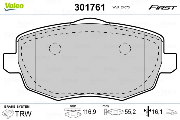 Brake Pad Set, disc brake FIRST 301761