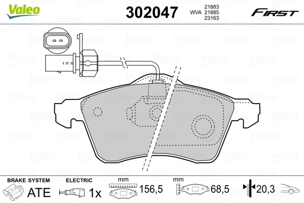Brake Pad Set, disc brake FIRST 302047