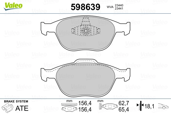 VALEO 598639 Brake Pad Set, disc brake