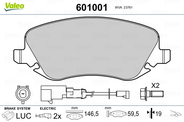 VALEO 601001 Brake Pad Set, disc brake