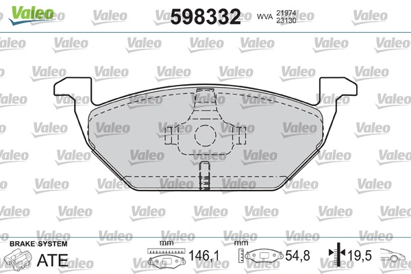 VALEO 598332 Brake Pad Set, disc brake