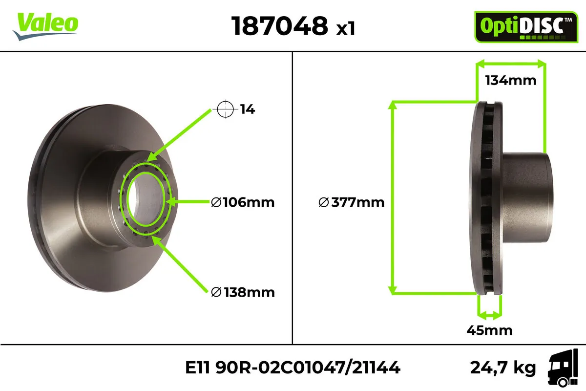 VALEO 187048 Brake Disc