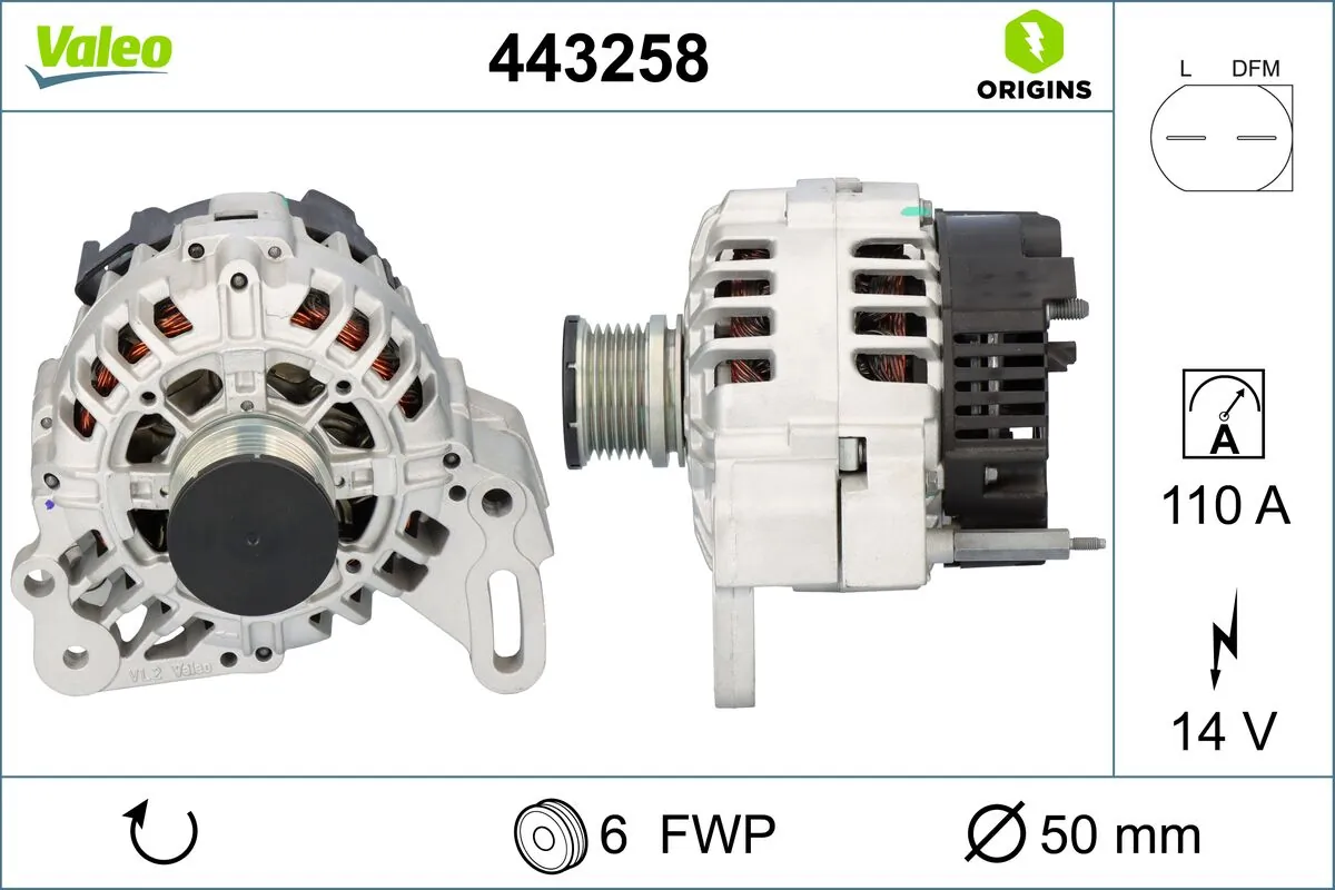 Alternator VALEO ORIGINS NEW OE TECHNOLOGY 443258