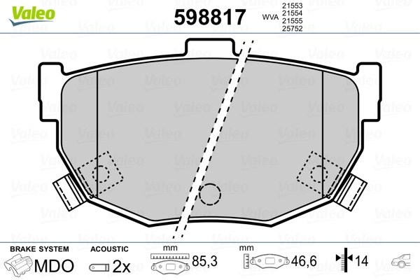 Brake Pad Set, disc brake 598817