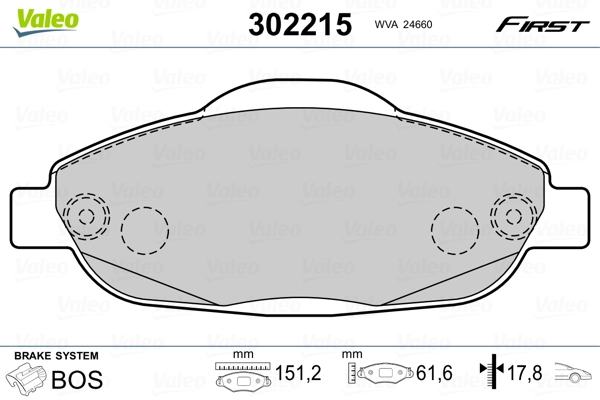 Brake Pad Set, disc brake FIRST 302215