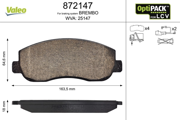Brake Pad Set, disc brake OPTIPACK for LCV 872147