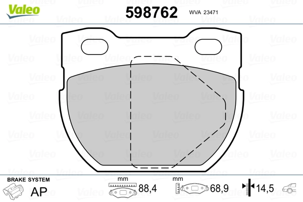 VALEO 598762 Brake Pad Set, disc brake