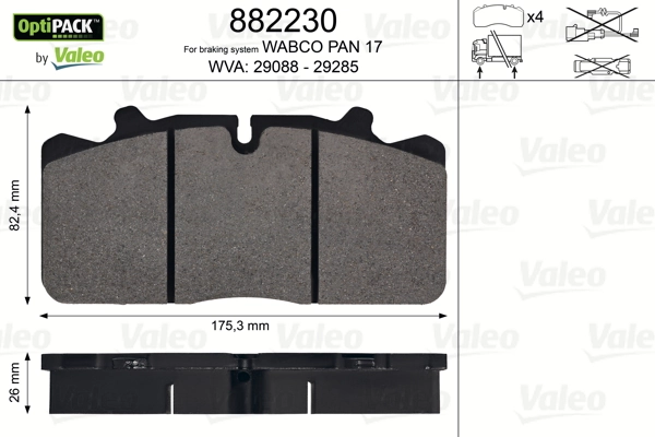 Brake Pad Set, disc brake OPTIPACK 882230