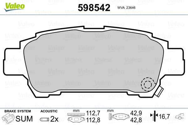 Brake Pad Set, disc brake 598542