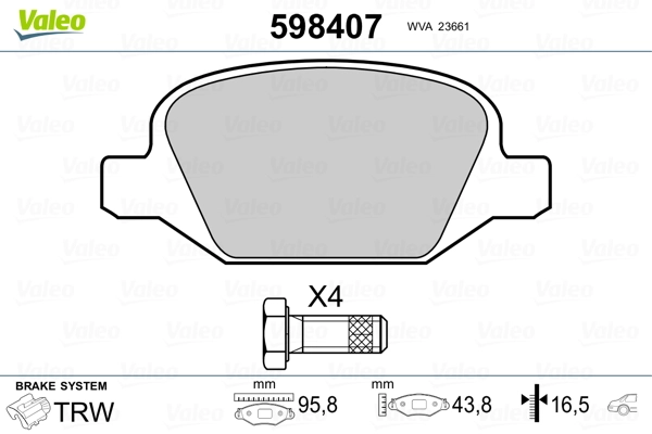 Brake Pad Set, disc brake 598407