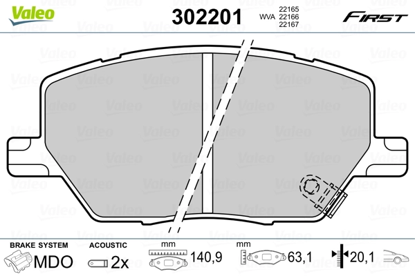 Brake Pad Set, disc brake FIRST 302201