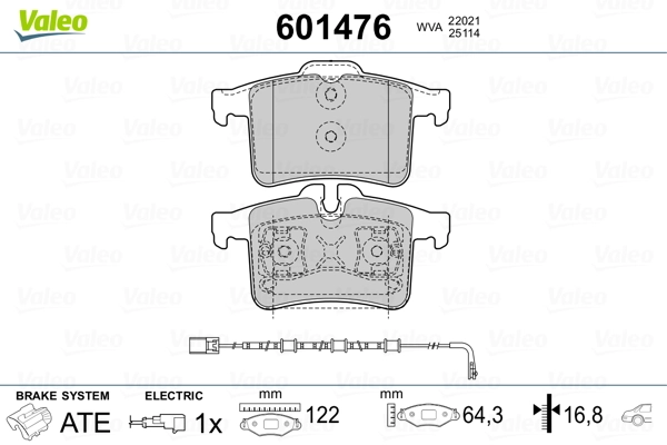 VALEO 601476 Brake Pad Set, disc brake