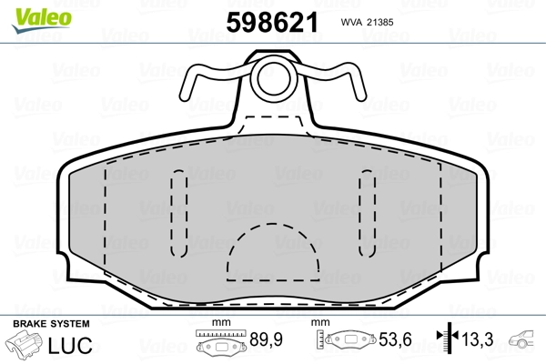 VALEO 598621 Brake Pad Set, disc brake
