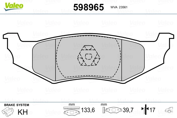 VALEO 598965 Brake Pad Set, disc brake