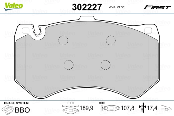 VALEO 302227 Brake Pad Set, disc brake