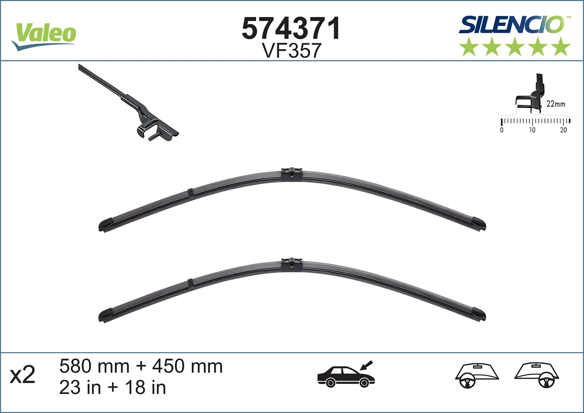 Wiper Blade SILENCIO FLAT BLADE SET 574371