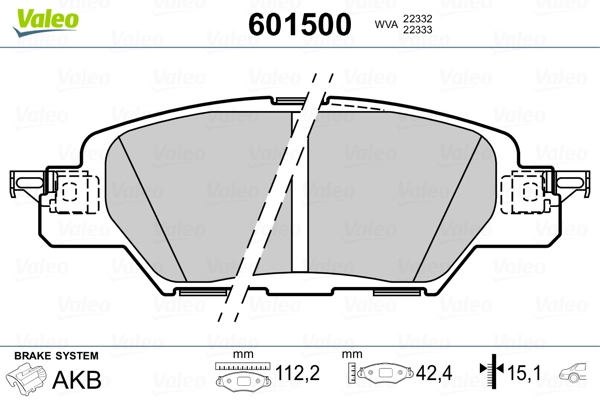 VALEO 601500 Brake Pad Set, disc brake