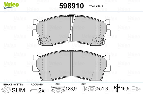 VALEO 598910 Brake Pad Set, disc brake