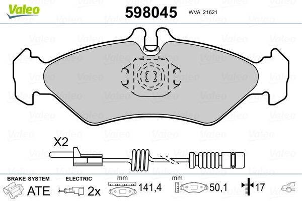 VALEO 598045 Brake Pad Set, disc brake