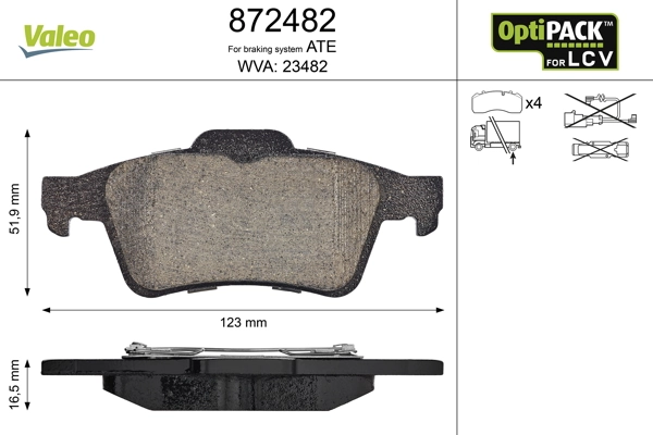 Brake Pad Set, disc brake OPTIPACK for LCV 872482