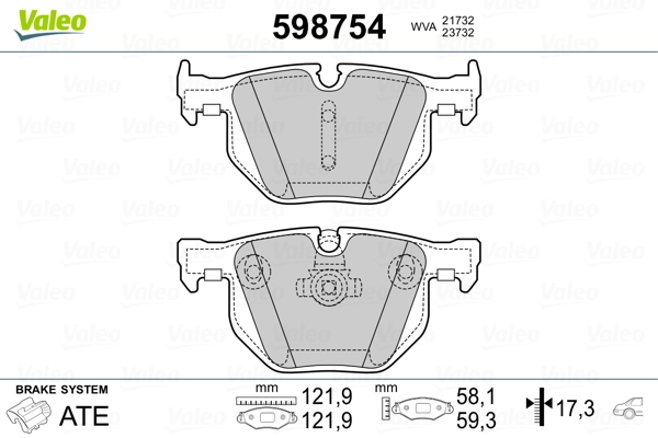 VALEO 598754 Brake Pad Set, disc brake