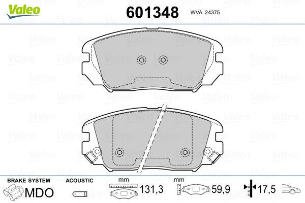 VALEO 601348 Brake Pad Set, disc brake