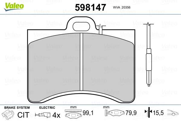 VALEO 598147 Brake Pad Set, disc brake