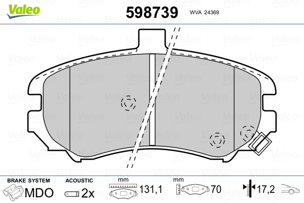 VALEO 598739 Brake Pad Set, disc brake