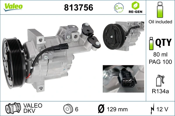 Compressor, air conditioning VALEO RE-GEN REMANUFACTURED 813756