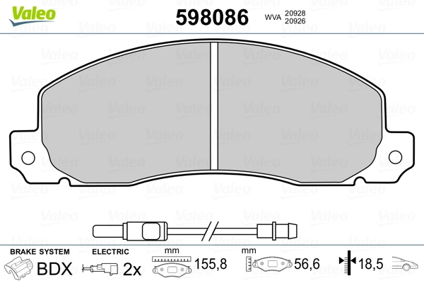 VALEO 598086 Brake Pad Set, disc brake