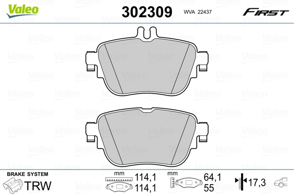 Brake Pad Set, disc brake FIRST 302309