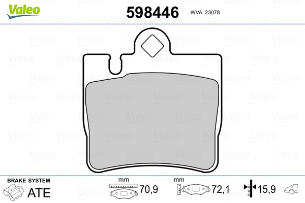 VALEO 598446 Brake Pad Set, disc brake