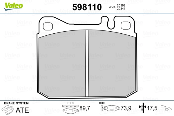 VALEO 598110 Brake Pad Set, disc brake