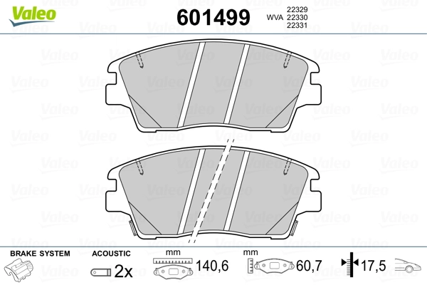 VALEO 601499 Brake Pad Set, disc brake