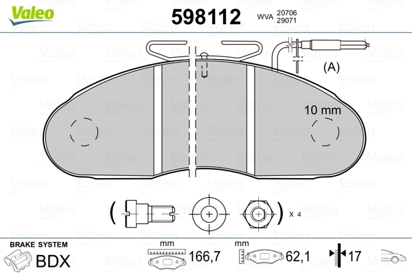 VALEO 598112 Brake Pad Set, disc brake