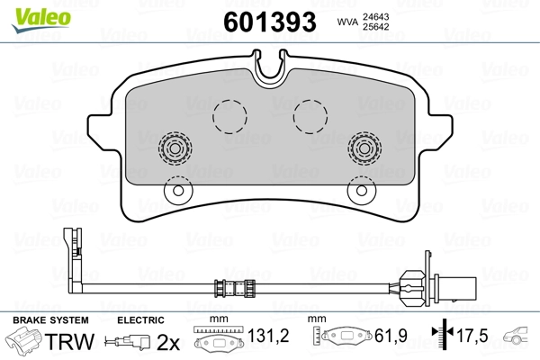 VALEO 601393 Brake Pad Set, disc brake