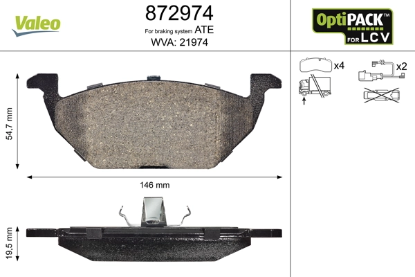 Brake Pad Set, disc brake OPTIPACK for LCV 872974