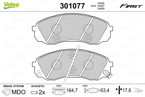 Brake Pad Set, disc brake FIRST 301077