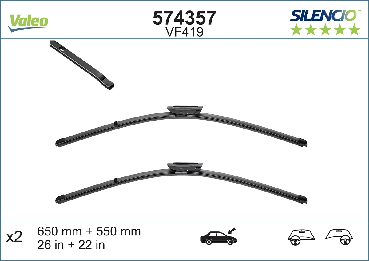 ワイパーブレード SILENCIO FLAT BLADE SET 574357