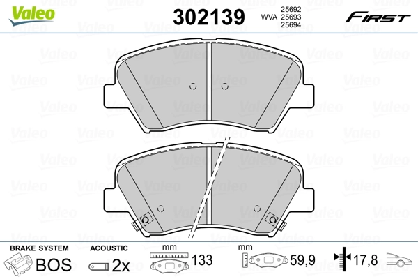Brake Pad Set, disc brake FIRST 302139